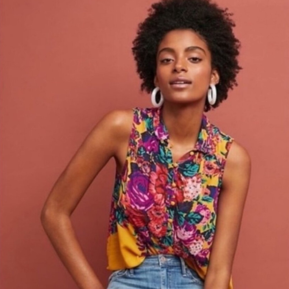 Meadow Rue by Anthropologie Cecelia Floral Blouse